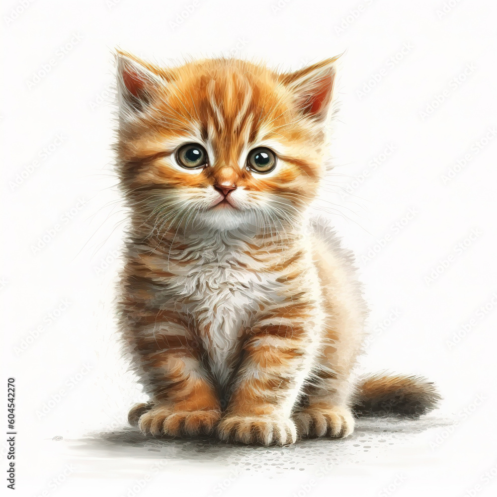 Lovely cat puppy on white background, generative ai technology Lovely cat puppy on white background, generative ai technology