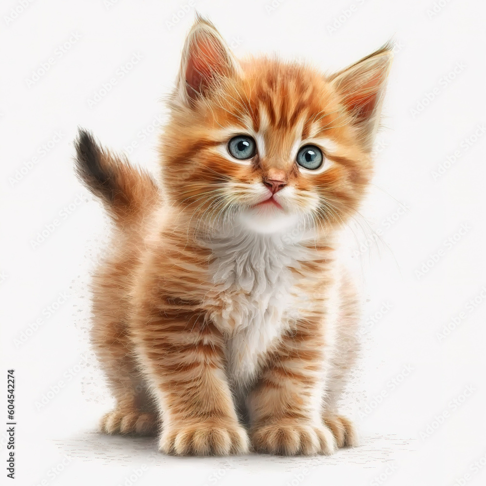 A cute puppy cat on white background, generative ai technology