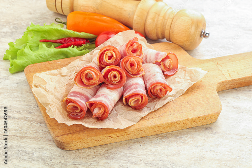 Bacon roll slice for breakfast