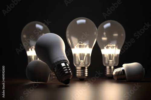 Illuminating Ideas: Conceptual Image Featuring LED Bulb and Tungsten Bulbs, Blending Innovation and Tradition, idea concept, led bulb, tungsten bulbs, light bulbs, energy-efficient,
