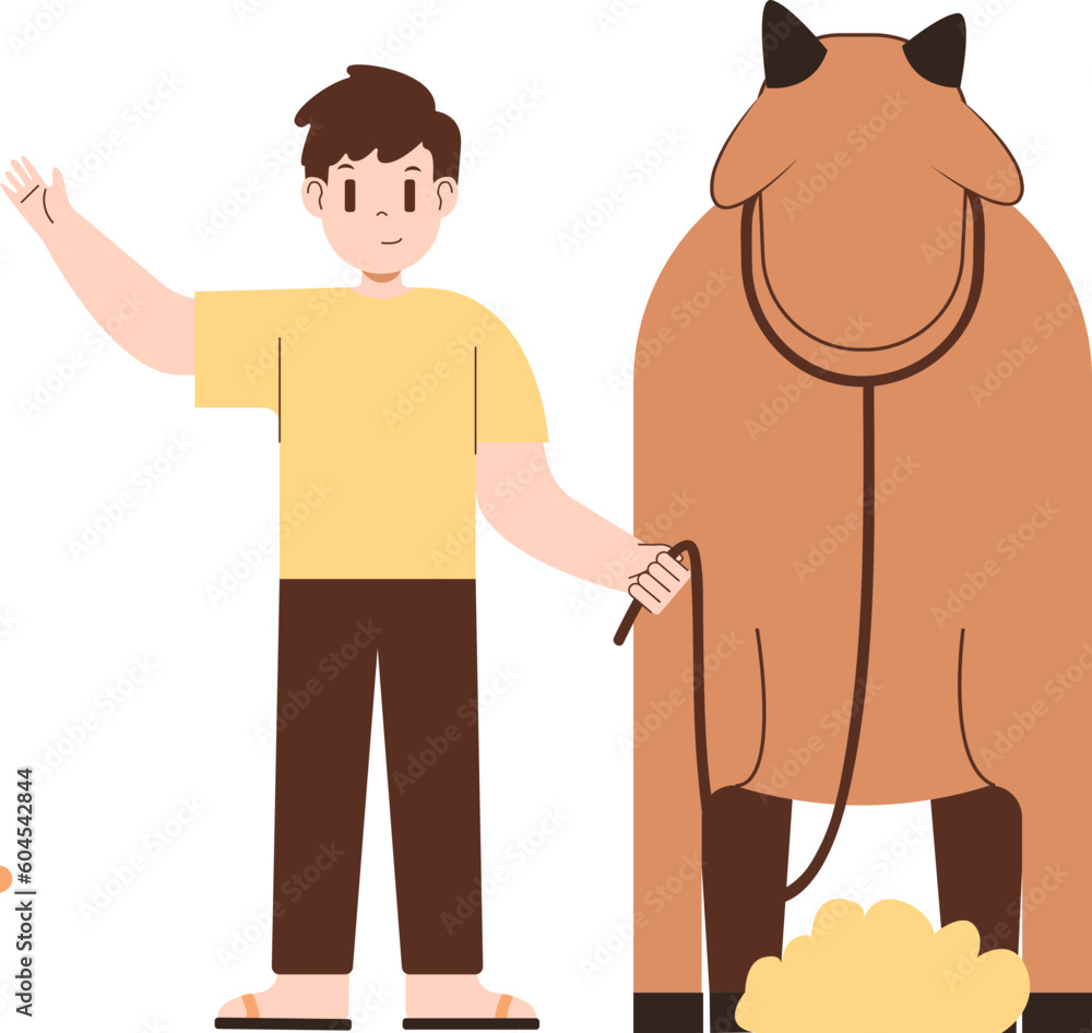 Obraz premium islamic design illustration concept for Happy eid al adha or sacrifice celebration event with people