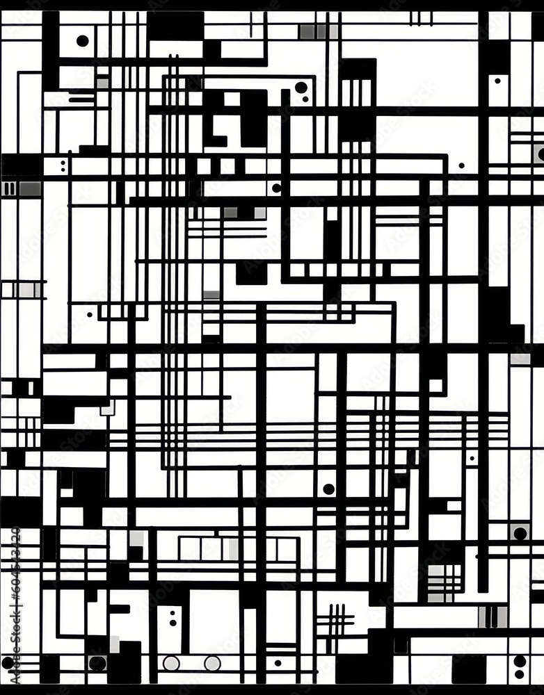 Fototapeta premium Abstract black and white background with rectangles. Digital illustration for your design, generative Ai