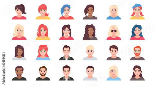 Set of avatars of different people. Collection of various male and female portraits.