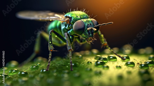 Beautiful close-up Picture of Green Fly, Nature Photography, Illustration