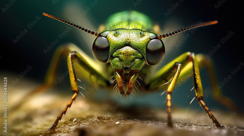 Naklejka premium Beautiful close-up Picture of Green Fly, Nature Photography, Illustration