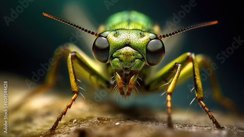 Beautiful close-up Picture of Green Fly, Nature Photography, Illustration