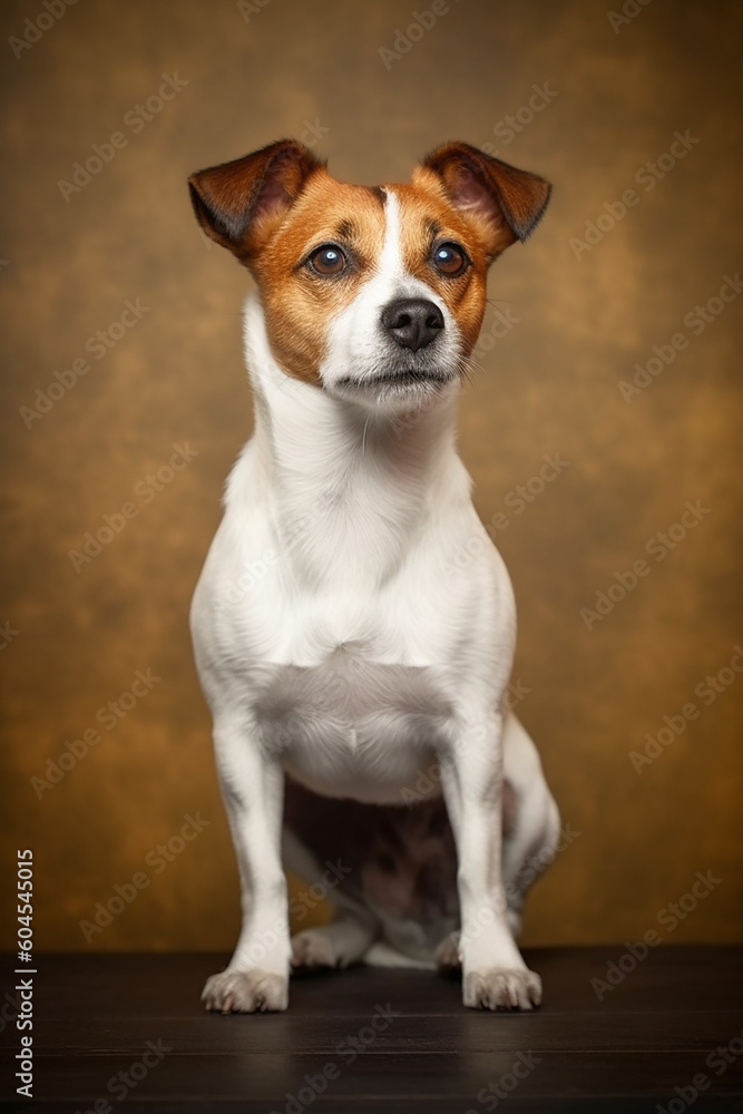 A jack russel terrier on a brown background 