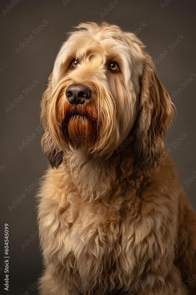 A photo of a Dog on a grey background