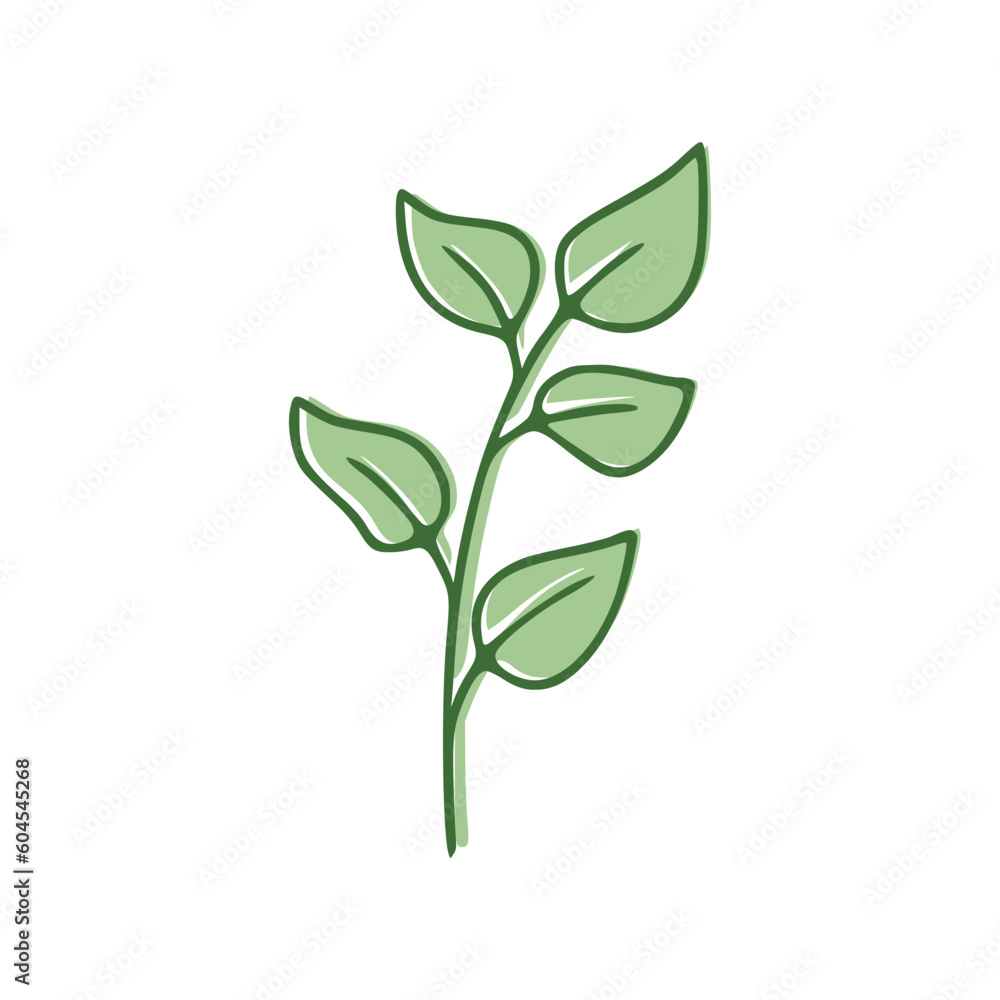 Green Leaves flat icon isolated on white background. Vector illustration