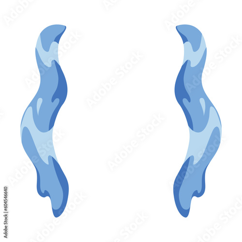 Cartoon tear drops icon. Sorrow cry streams, tear blob. Crying fluid, falling blue water drops. Isolated vector for sorrowful character weeping expression. Wet grief droplets