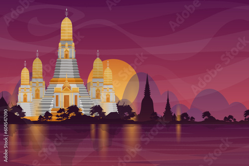 Scene beautiful of Wat Arun in bangkok