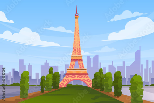 Beautiful scene with Eiffel Tower in Paris vector