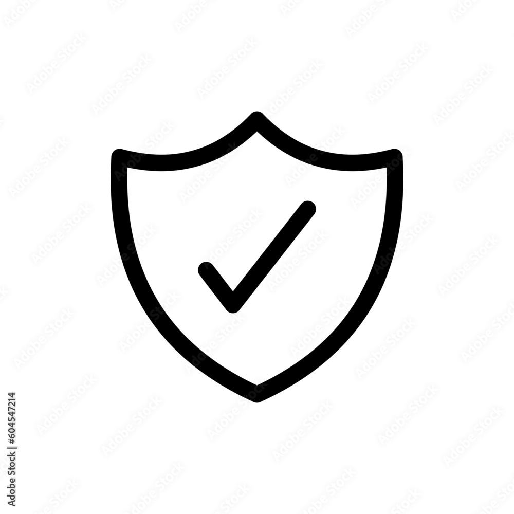 Shield check mark icon or security shield protection icon with tick symbol. web vector icon Shield check mark icon or security shield protection icon with tick symbol. web vector icon