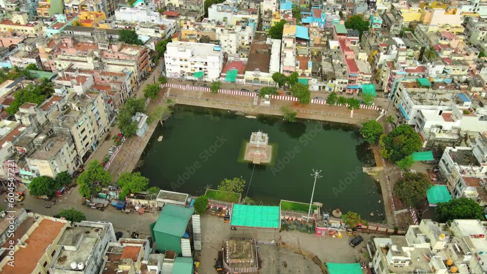 Chennai Aerial view of famous city in India, iconic Hindu
