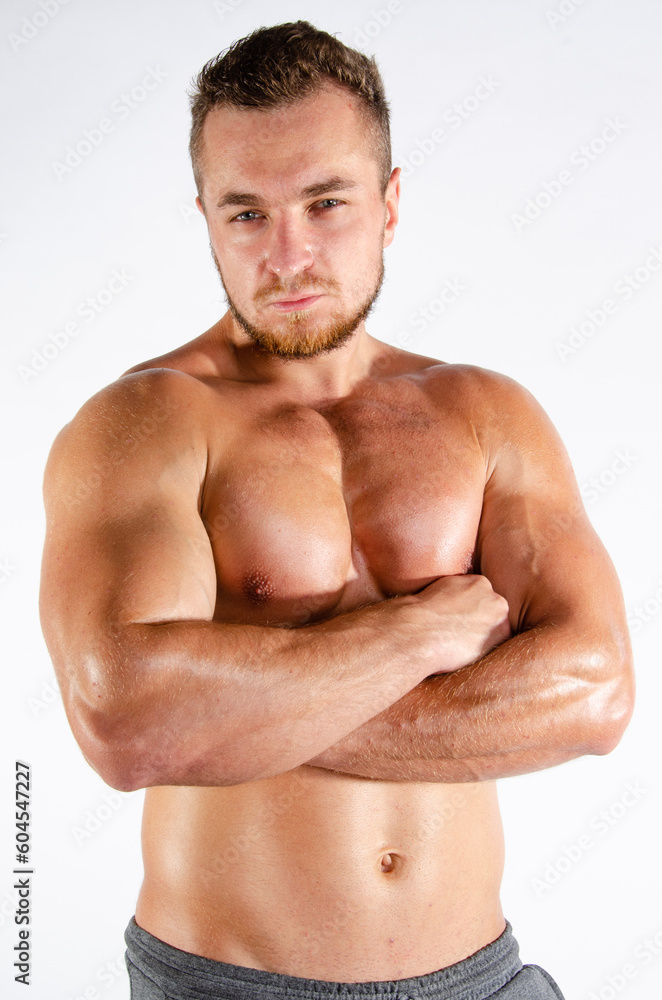 Poor health. Men's problems. Attractive man posing in the studio.