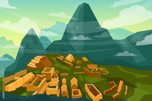 Beautiful landscape of Machu Picchu in Peru historical landmark City