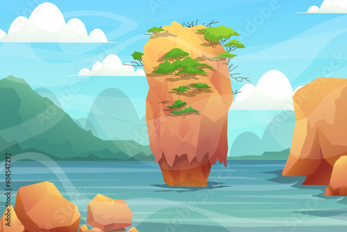 Landscape with limestone island famous and beautiful attractions in Thailand