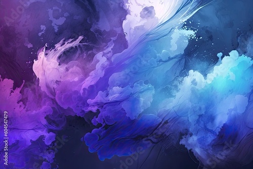 abstract background with brush strokes, blue and violet colors flow over neutral background Generative AI