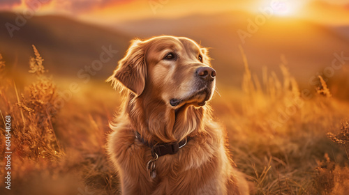 A loyal Golden Retriever attentively awaiting a command made with Generative AI