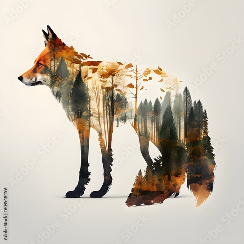  Mystic Overlap  The Double Exposure Fox s Enchanting Presence    Creative Design   Illustration   AI Generated Artwork