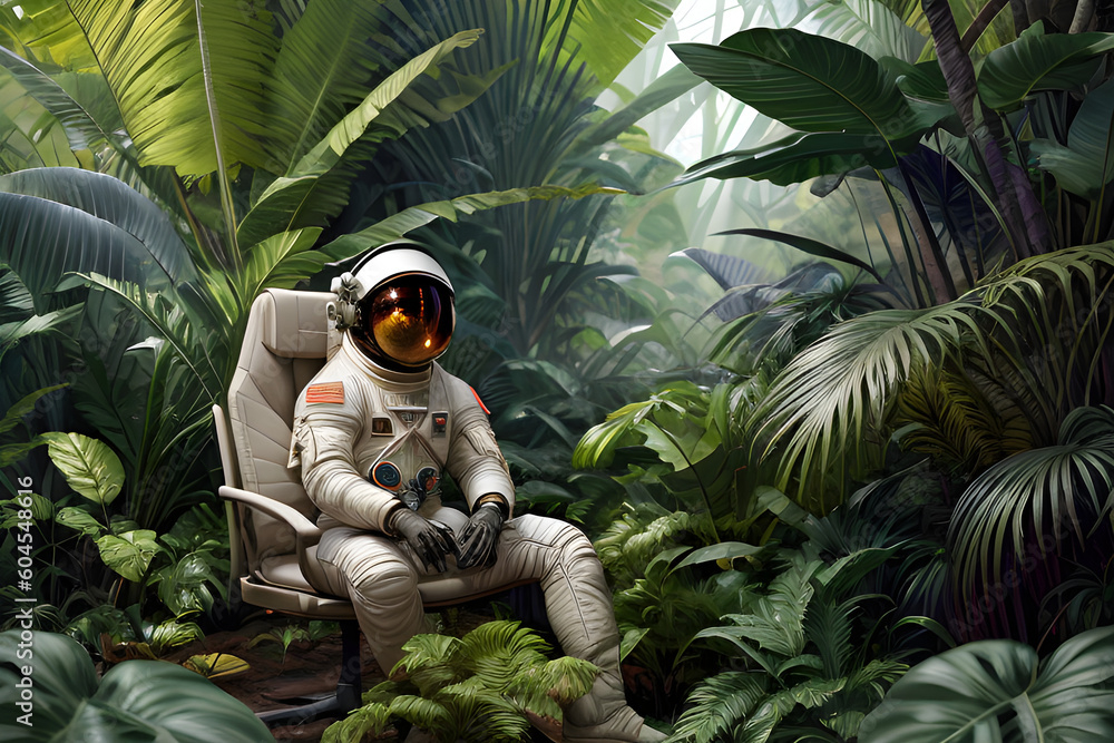 Lonely Astronaut in Jungle