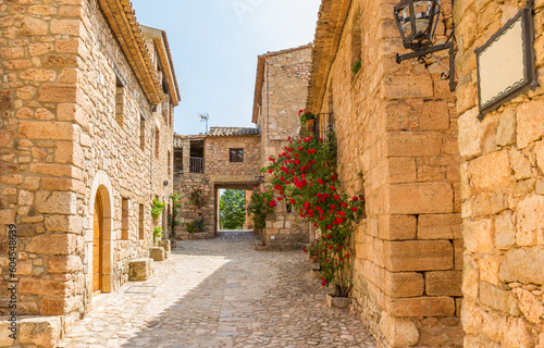 Street leading to the historic entrance gate in Siurana, Spain