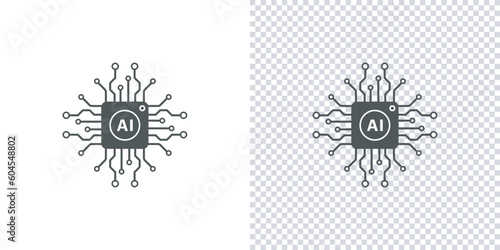 Artificial intelligence AI processor chip icon.AI Processor vector icon for websites and mobile  thin lines Flat Icon Solid style,Vector illustration.