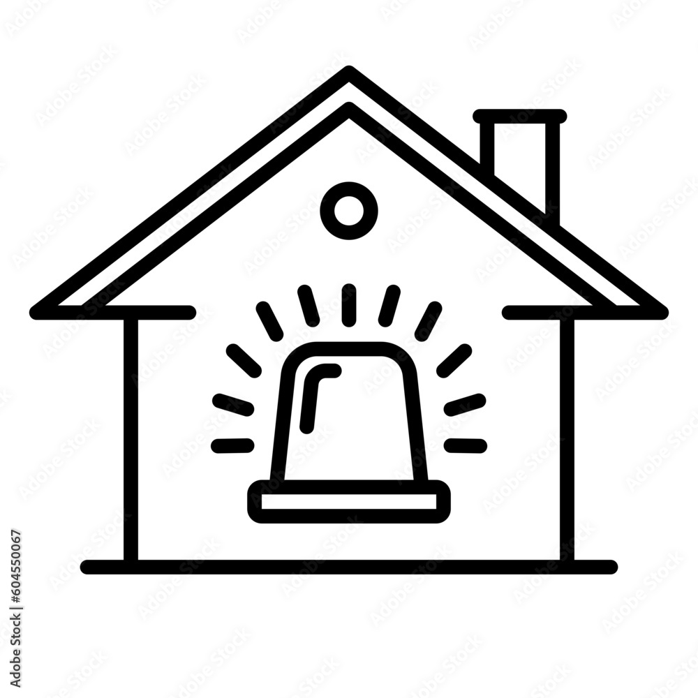 Home alarm icon with emergency light Home alarm icon with emergency light