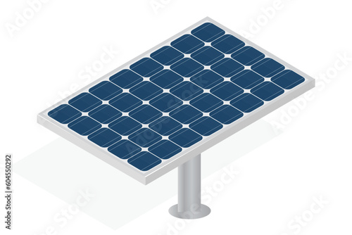 illustration of 3d solar panel on a stand isolated on white background