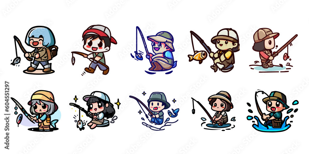 fishing vector set collection graphic clipart design