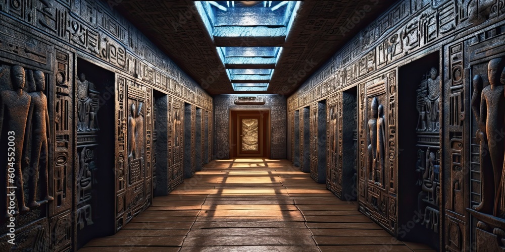 Fototapeta premium Alien pharaoh on a throne ruling. Generative AI