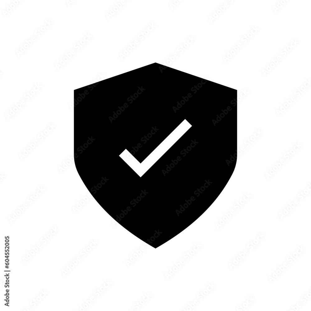 Shield check mark icon or security shield protection icon with tick symbol. web vector icon Shield check mark icon or security shield protection icon with tick symbol. web vector icon
