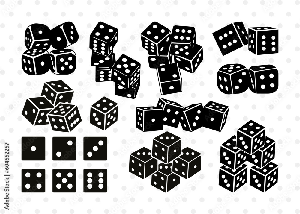 Dice SVG Bundle, Dice Silhouette, Casino Svg, Gamble Svg, Rolling Dice