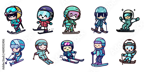 skiing vector set collection graphic clipart design