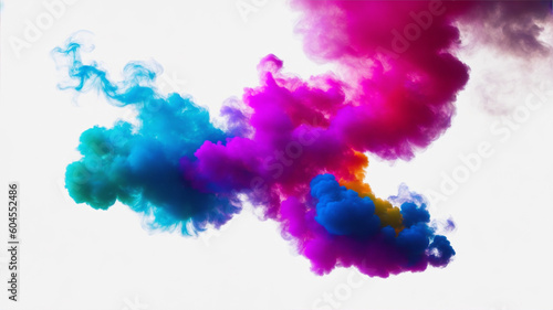 Colorful smoke on white background, vivid colored smoke, generative ai