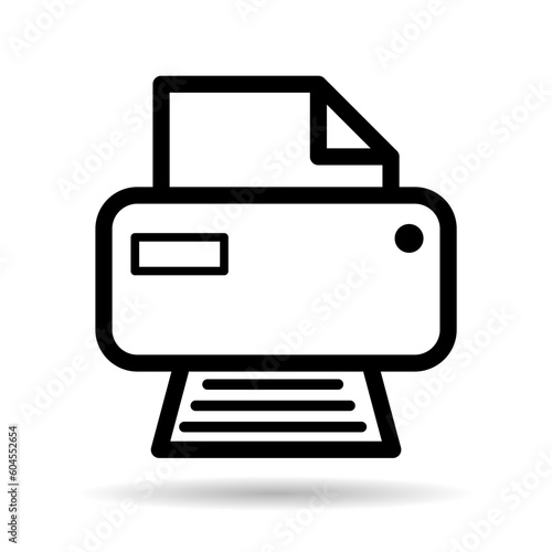 Printer document web shadow icon, printout machine technology flat sign vector illustration