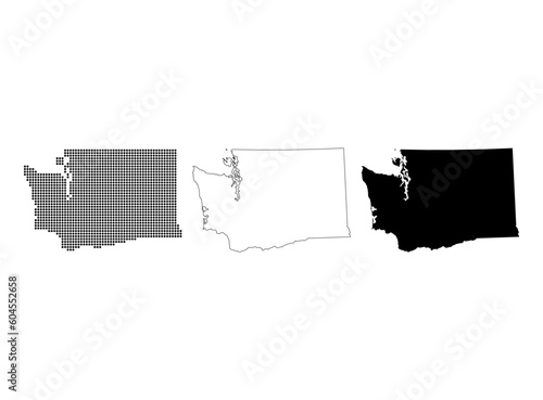 Set of Washington map shape, united states of america. Flat concept symbol vector illustration