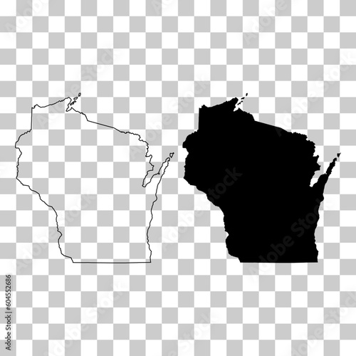 Set of Wisconsin map shape, united states of america. Flat concept icon symbol vector illustration