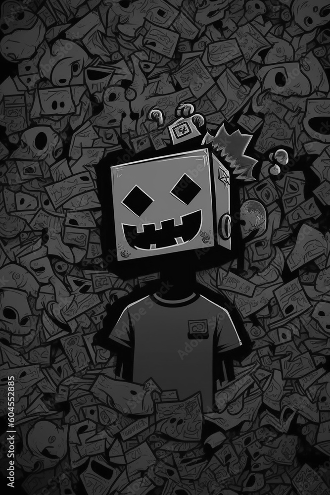 Fototapeta premium Black cartooned wallpapers for gamers. Generative ai