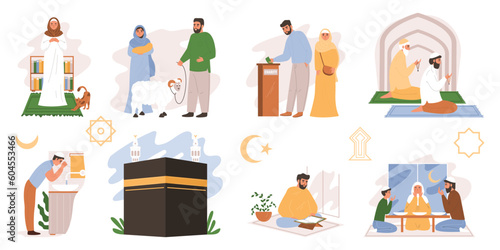 Islam Religion Flat Set
