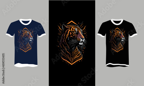 T-shirt design of Tiger vector hand drawn illustration isolated