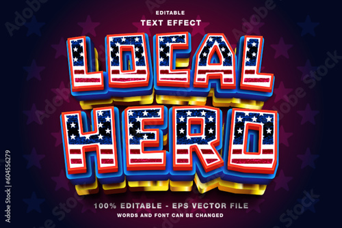 4th of July Independence Day Local Hero 3D Editable Text Effect