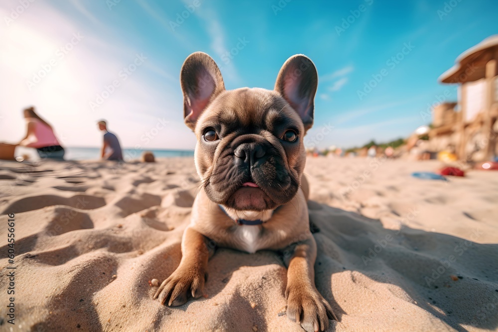 Adorable French Bulldog Puppy Soaking up the Summer Sun