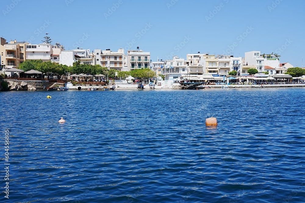 Scenic lake Voulismeni in Agios Nikolaos, Crete island, Greece