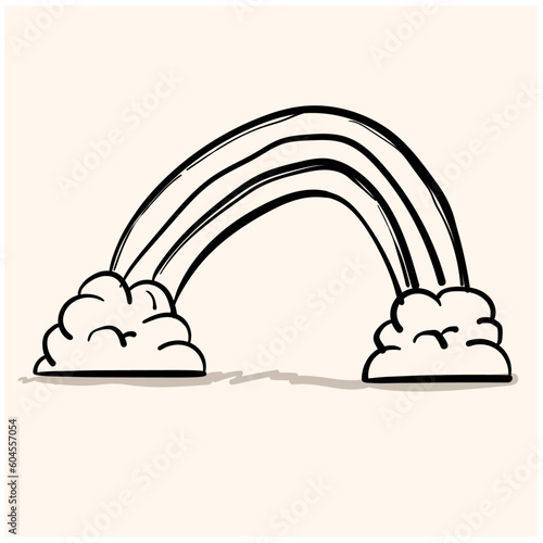 rainbow doodle icon with background cream