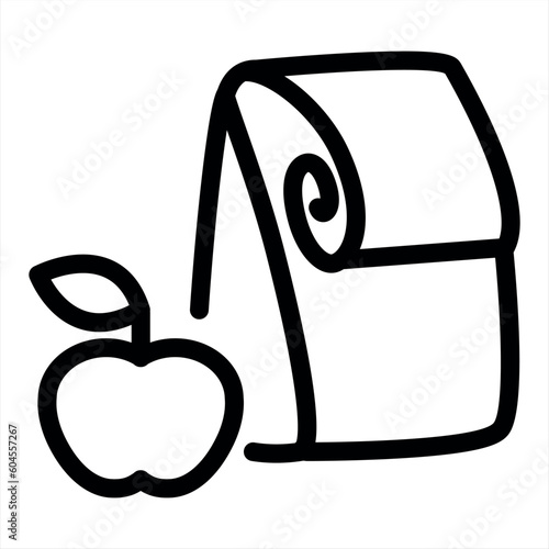 
black linear school lunch icon. concept of snack during break or college healthy food. flat stroke style trend art modern black lunchtime logotype graphic line art design isolated on white background
