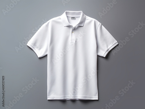 Polo t-shirt isolated on plain color background. Using a single color fabric without a pattern for the entire shirt. Made of breathable material for comfort.