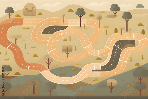 pastel background featuring a roadmap to represent the journey of starting and growing successful business, Generative AI