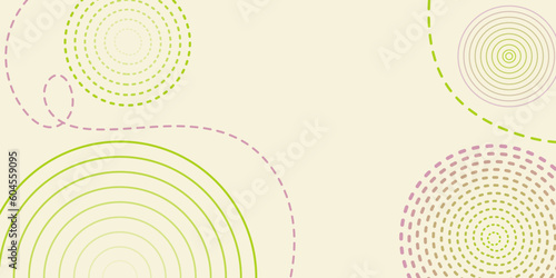 Minimalistic geometric banner. Background with dotted circles and lines in pastel colors