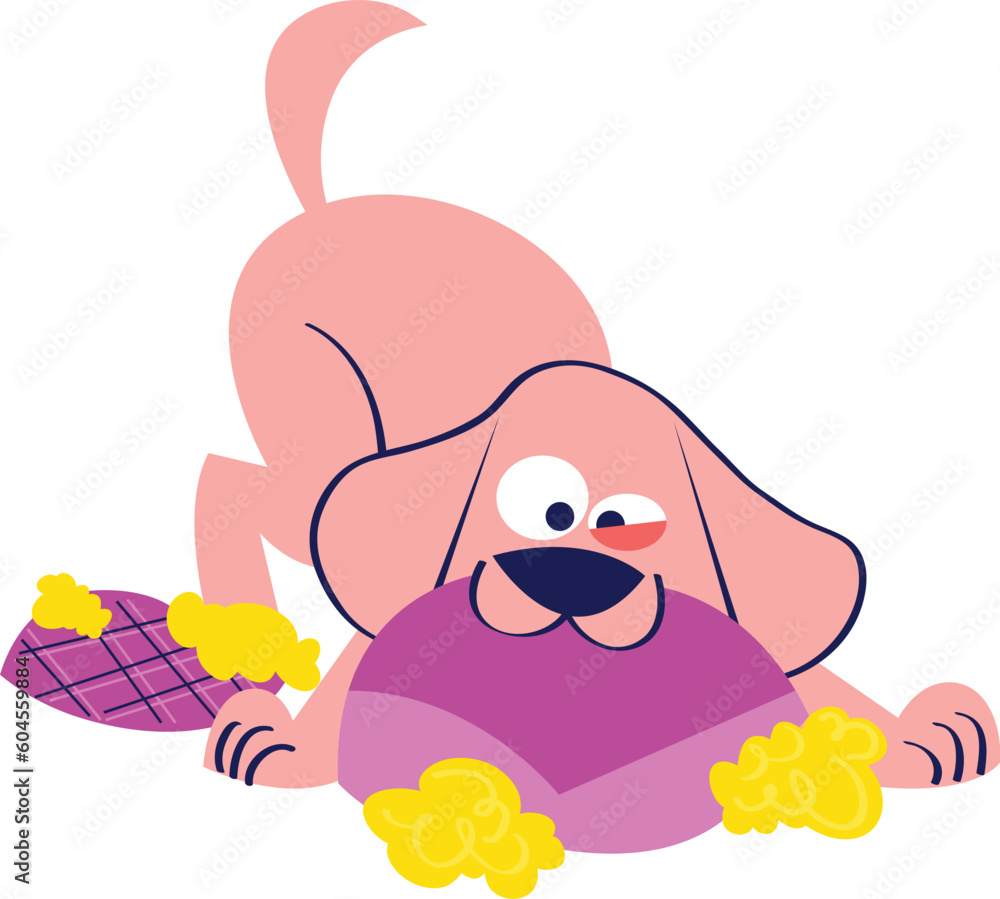Cute dog with a gift box. Vector illustration in cartoon style. Cute dog with a gift box. Vector illustration in cartoon style.